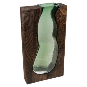 Florero Romimex Marrón Verde Madera Vidrio 18 x 32 x 6 cm de Romimex, Jarrones - Ref: D1628859, Precio: 48,25 €, Descuento: %