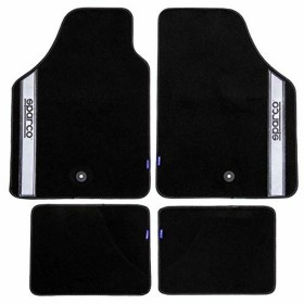 Set de tapis de voitures Sparco Noir/Argenté Gris Argenté Moquette (4 pcs) de Sparco, Tapis anti-dérapants - Réf : S3700000, ...