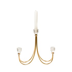 Candle Holder Romimex Golden Metal Glass 26 x 28 x 8 cm by Romimex, Candelabras and candle holders - Ref: D1628898, Price: 45...