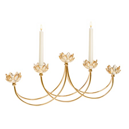 Candelabro Romimex Dourado Metal Vidro 55 x 22 x 8 cm de Romimex, Candelabros e suportes para velas - Ref: D1628899, Preço: 8...