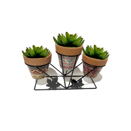 Flower Pot Stand Romimex Multicolour Metal Ceramic 34 x 20 x 12 cm by Romimex, Accessories - Ref: D1628955, Price: 23,22 €, D...