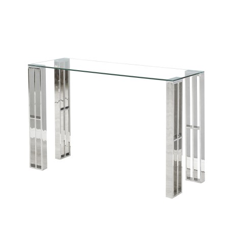 Console Romimex Silver Stainless steel Tempered glass 120 x 78 x 40 cm by Romimex, Tables - Ref: D1629036, Price: 366,55 €, D...