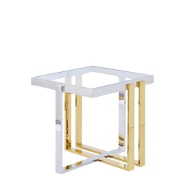 Mesa auxiliar Romimex Dorado Plateado Acero Inoxidable Vidrio templado 55 x 55 x 55 cm de Romimex, Mesas - Ref: D1629039, Pre...