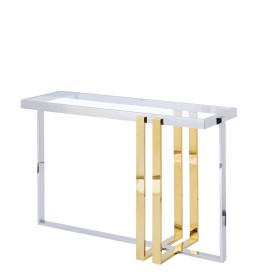 Console Romimex Doré Argenté Acier inoxydable Verre trempé 120 x 78 x 40 cm de Romimex, Tables - Réf : D1629040, Prix : 504,7...