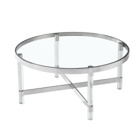 Table Basse Romimex Argenté verre Acier inoxydable 90 x 40 x 90 cm Ronde de Romimex, Tables - Réf : D1629041, Prix : 492,66 €...