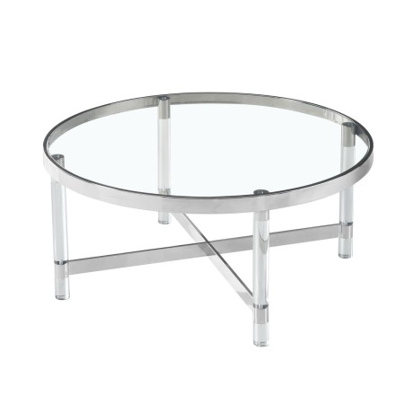 Centre Table Romimex Silver Glass Stainless steel 90 x 40 x 90 cm Circular by Romimex, Tables - Ref: D1629041, Price: 492,66 ...