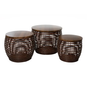 Tables set Romimex Brown Wood Fibre 3 Pieces by Romimex, Tables - Ref: D1629081, Price: 133,26 €, Discount: %