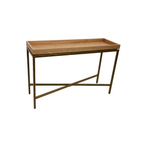 Consola Romimex Natural Metal Madeira MDF 120 x 32 x 15 cm de Romimex, Jogos de móveis - Ref: D1629097, Preço: 253,97 €, Desc...