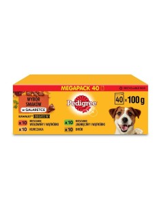 Comida húmida Pedigree Frango Vitela Borrego Fígado Carne de bovino Pássaros 40 x 100 g de Pedigree, Húmida - Ref: S9...