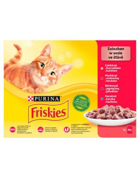 Katzenfutter Purina Friskies Mix Huhn Rindfleisch Lamm Ente 12 x 85 g | Tienda24 Tienda24.eu