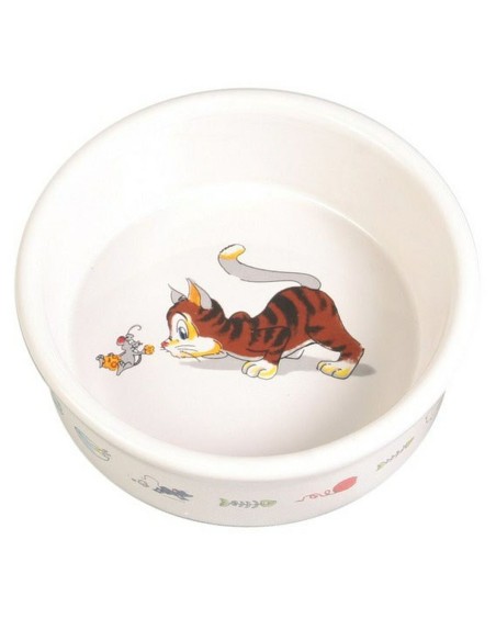 Cat Feeder Trixie White Porcelain 11 cm | Tienda24 Tienda24.eu