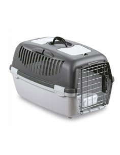 Gaiola de transporte para animais de estimação MPETS 62 x 53 x 58 cm Branco Branco/Preto Plástico | Tienda24 Tienda24.eu