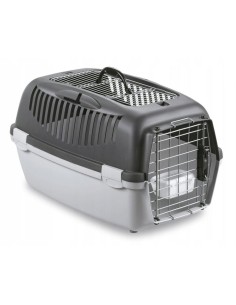 Cage de transport pour animaux de compagnie MPETS 62 x 53 x 58 cm Blanc Blanc/Noir Plastique | Tienda24 Tienda24.eu