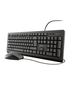 Teclado e Rato Trust Trezo Preto Monocromática QWERTY Qwerty US | Tienda24 Tienda24.eu