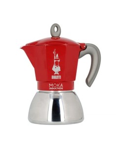 Cafeteira Italiana Bialetti Moka Induction Preto Vermelho Metal Aço inoxidável Alumínio 300 ml 6 Copos de Bialetti, Cafeteira...