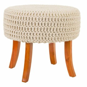 Stool Alexandra House Living Cream Bamboo Sponge MDF Wood 47 x 40 x 47 cm by Alexandra House Living, Sofas and chairs - Ref: ...