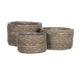 Conjunto de Cestas Castanho Natural Juta 42 x 42 x 13 cm (3 Unidades) | Tienda24 - Global Online Shop Tienda24.eu