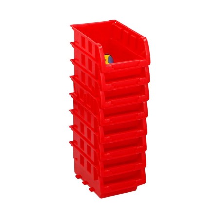 Jeu de Caisses de Rangement Empilables Kinzo Rouge 12 x 10 cm polypropylène (8 Unités) | Tienda24 - Global Online Shop Tienda24.eu