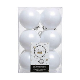 Bolas de Natal Decoris 12 Unidades Branco Plástico Ø 6 cm de Decoris, Natal - Ref: S7903782, Preço: 5,93 €, Desconto: %