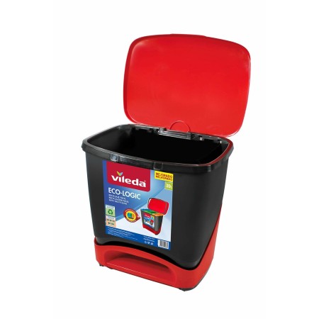 Waste bin Vileda ECO-LOGIC polypropylene 39 L Black Red Red/Black | Tienda24 - Global Online Shop Tienda24.eu