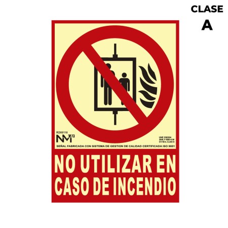 Panneau Normaluz No utilizar en caso de incendio PVC (21 x 30 cm) | Tienda24 - Global Online Shop Tienda24.eu