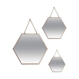 Espejo de pared DKD Home Decor Natural Cristal Abeto Alpino Acabado envejecido 60 x 4 x 60 cm | Tienda24 - Global Online Shop Tienda24.eu