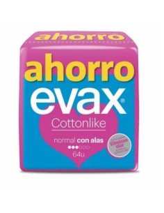 Compresses Normales avec Ailes Evax Cottonlike 64 Unités de Evax, Serviettes hygièniques - Ref: S05106601, Precio: 15,88 €, D...