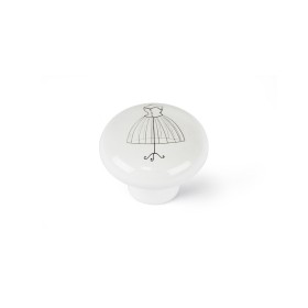 Pommeau Rei e503 Rond Porcelaine Noir Métal Blanc 4 Unités (Ø 40 x 36 mm) | Tienda24 - Global Online Shop Tienda24.eu