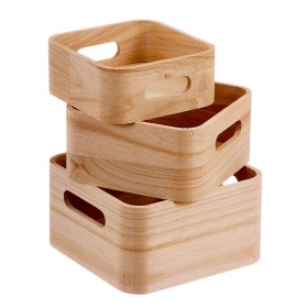 Set de Cajas Organizadoras Apilables Caison Natural Madera 18,5 x 18,5 x 10 cm 3 Piezas de Caison, Cajas y arcones de almacen...