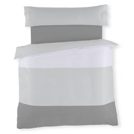 Conjunto de capa de edredom Alexandra House Living Branco Cinzento Solteiro 2 Peças | Tienda24 Tienda24.eu