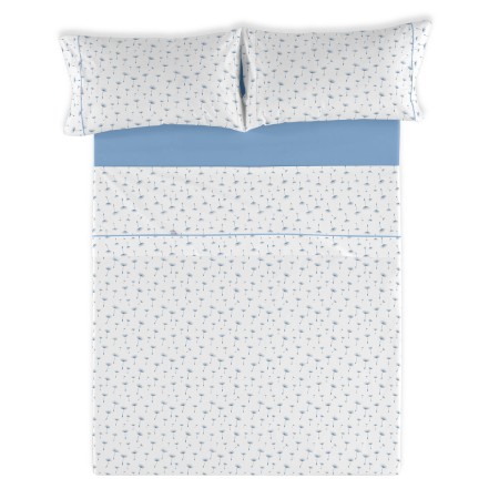 Jeu de draps Alexandra House Living Estelia Bleu Lit king size 4 Pièces | Tienda24 Tienda24.eu