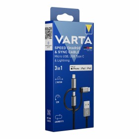 Cabo USB Varta 2 m Preto 3 em 1 USB-C Micro USB Lightning de Varta, Cabos USB - Ref: S7923581, Preço: 32,48 €, Desconto: %