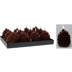 Bougie LED Lifetime Marron Pomme de pin 13 cm Effet flamme de Lifetime, Noël - Réf : S7924486, Prix : 8,95 €, Remise : %