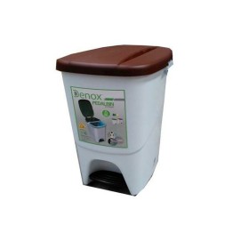 Papeleira com Pedal Denox Branco Castanho Retangular 25 L de Denox, Papeleiras - Ref: S8419504, Preço: 19,05 €, Desconto: %