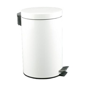 Pedal bin White Stainless steel Circular 12 L by BigBuy Home, Wastebaskets - Ref: S8419568, Price: 36,80 €, Discount: %