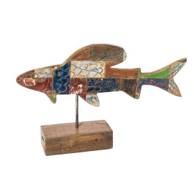 Decorative Figure Calypso Fish 51 x 13 x 28 cm Teak Multicolour by BigBuy Home, Ornaments - Ref: S8700102, Price: 34,53 €, Di...