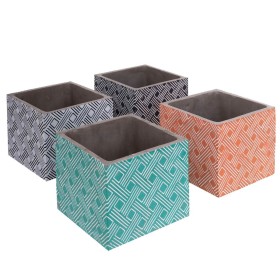 Satz Blumentöpfe Fiore Zement karriert 14 x 14 x 12 cm (4 Stück) von BigBuy Garden, Übertöpfe - Ref: S8700516, Preis: 16,48 €...