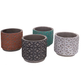 Set de pots de fleurs Fiore Ciment 14 x 14 x 12 cm (4 Unités) de BigBuy Garden, Cache-pots - Réf : S8700517, Prix : 16,48 €, ...