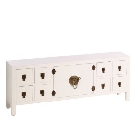 TV furniture ORIENTE 130 x 24 x 50,5 cm Wood White by BigBuy Home, TV tables and stands - Ref: S8800026, Price: 239,01 €, Dis...