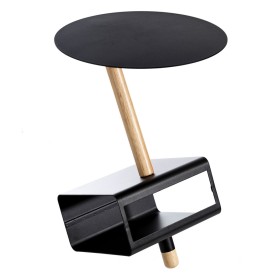 Side table 36 x 36 x 48,6 cm Natural Black Metal Wood by BigBuy Home, Tables - Ref: S8800142, Price: 47,36 €, Discount: %