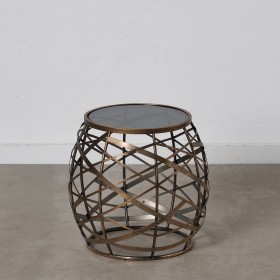 Side table 42 x 42 x 40 cm Crystal Grey Golden Metal by BigBuy Home, Tables - Ref: S8801061, Price: 49,45 €, Discount: %