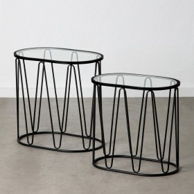 Mesa auxiliar 56 x 35,5 x 56 cm Cristal Negro Metal (2 Unidades) de BigBuy Home, Mesas - Ref: S8801071, Precio: 81,05 €, Desc...