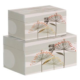 Decorative box PVC Canvas Paper DMF Flowers 30 x 18 x 15 cm (2 Pieces) by BigBuy Home, Boxes - Ref: S8801296, Price: 22,49 €,...