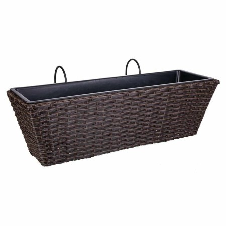 Plant pot for Railings Alexandra House Living Brown Iron Rattan Plastic 20 x 19 x 61 cm | Tienda24 - Global Online Shop Tienda24.eu