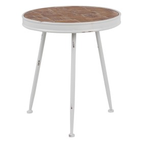 Mesa de apoio 50 x 50 x 56 cm Natural Metal Branco de BigBuy Home, Jogos de móveis - Ref: S8801358, Preço: 43,66 €, Desconto: %