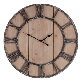 Wall Clock Natural Black 60 x 4 x 60 cm DMF by BigBuy Home, Wall Clocks - Ref: S8801373, Price: 42,81 €, Discount: %