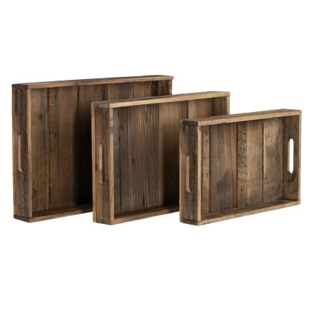 Plateau apéritif 48 x 32 x 6 cm Naturel Bois d'épicéa 3 Pièces de BigBuy Home, Plats et plateaux - Réf : S8801387, Prix : 45,...