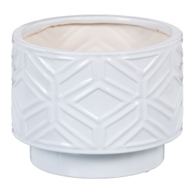 Cache-pot 21,5 x 21,5 x 16,5 cm Céramique Blanc de BigBuy Garden, Cache-pots - Réf : S8801407, Prix : 14,13 €, Remise : %