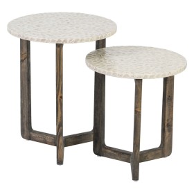 Side table Beige Brown Mother of pearl 40 x 40 x 45 cm MDF Wood by BigBuy Home, Tables - Ref: S8801734, Price: 81,32 €, Disco...