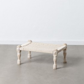 Banqueta 67 x 46 x 27 cm Madeira Corda Branco de BigBuy Home, Cadeiras - Ref: S8802138, Preço: 70,42 €, Desconto: %